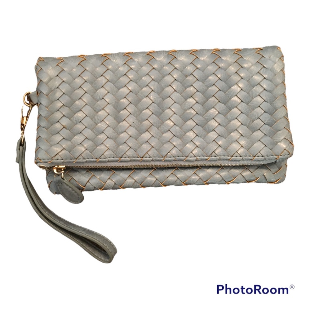 Urban Expressions “Certified" Vegan Wristlet Woven Blue | Zipper Closer Clutch